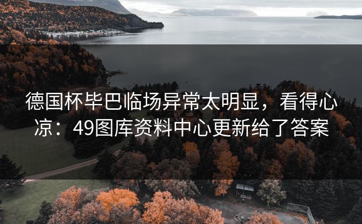 德国杯毕巴临场异常太明显，看得心凉：49图库资料中心更新给了答案
