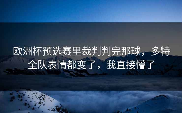 欧洲杯预选赛里裁判判完那球，多特全队表情都变了，我直接懵了