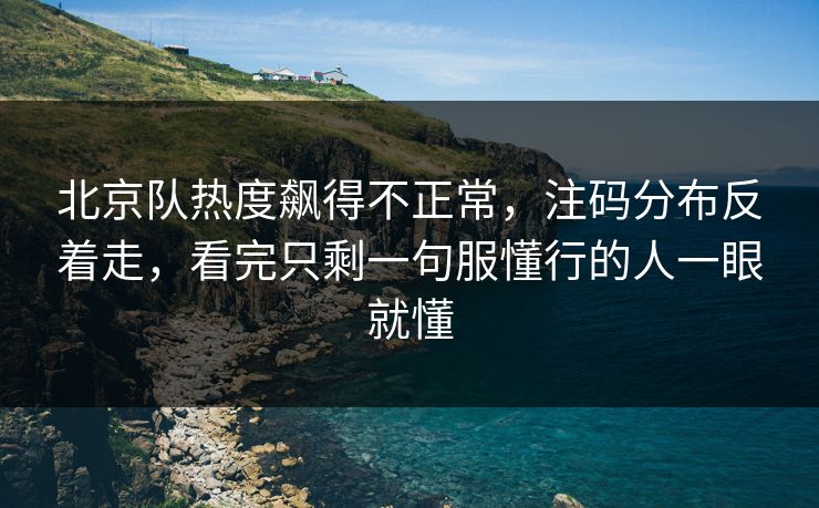 北京队热度飙得不正常,注码分布反着走,看完只剩一句服懂行的人一眼就懂 北京队热度飙得不正常,注码分布反着走,看完只剩一句服懂行的人一眼就懂